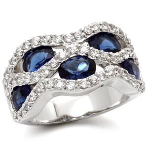 EXQUISITE WAVING CRT BLUE SAPPHIRE RING-5 sizes